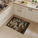 Leaping Deer Herd Brown Tan Area Rug