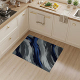 Abstract Grey Blue Brushstroke Area Rug
