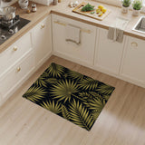 Golden Palm Fronds Area Rug on Black