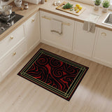 Red Bold Red Black Tribal Swirl Area Rug