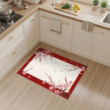 Red Cherry Blossom Floral Area Rug