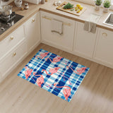 Pink Flamingo Blue Check Area Rug