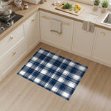 Geometric Modern Navy Blue Plaid Washable Area Rug