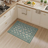Teal Vine Trellis Cream Area Rug