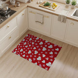 Adorable Red Kawaii Hearts Stars Area Rug