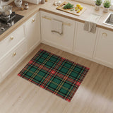 Red Green Plaid Washable Area Rug