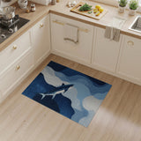 Shark Ocean Waves Blue Area Rug