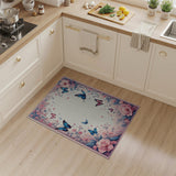 Whimsical Pink Blossom Butterfly Border Rug