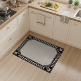 Beige and Neutral Vintage Floral Border Area Rug