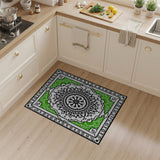 Green Border Persian Mandala Area Rug