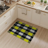 Yellow Black Grey Plaid Woven Area Rug