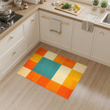 Color Block Geometric Teal and Orange Area Rug