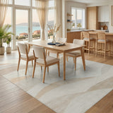 Serene Beige Abstract Wave Area Rug