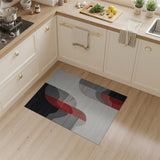 ODIKA Modern Abstract Geometric Washable Area Rug - Red & Black Non-Slip Low Pile Rug