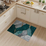 Teal Marble Gold Geometric Area Rug