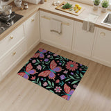 Vibrant Butterfly Floral Pattern Area Rug