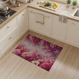 Vibrant Pink Peony Fractal Area Rug