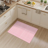 Pink Checkered Washable Area Rug
