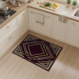 Ornate Gold Border Maroon Area Rug