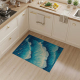 Majestic Blue Ocean Waves with Sailing Boats Area Rug