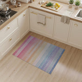ODIKA Washable Pastel Rainbow Striped Area Rug - Low Pile Non-Slip OEKO-TEX Certified Rug for Kids & Living Room