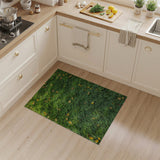 Lush Green Grass with Autumn Leaves Rug
