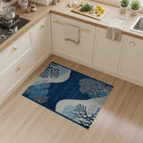 Navy Blue Coral Reef Coastal Area Rug