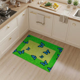 Vibrant Blue Butterflies Green Yellow Area Rug