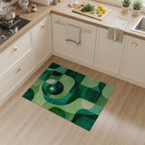ODIKA Washable Abstract Geometric Green Area Rug, Low Pile Non-Slip Modern Carpet