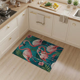 Pink Flamingo Teal Leaf Area Rug