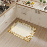 Gold Herringbone Bordered Area Rug