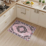 Floral Vintage Pink Floral Vintage Distressed Area Rug