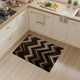 Layered Zigzag Brown Tan Geometric Rug