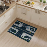 ODIKA Washable Kids Airport Play Mat Rug - Low Pile Non-Slip City Map Area Rug for Playroom & Bedroom