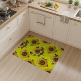 Vibrant Yellow Sunflower Butterfly Pattern Area Rug