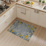 Yellow Daisy Floral Grey Area Rug