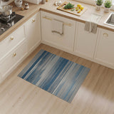 Brushed Blue Grey Striped Modern Area Rug