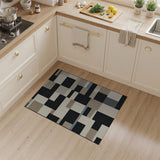 Modern Geometric Block Area Rug in Black Neutral Tones
