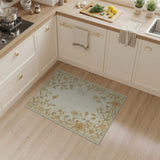 Beige and Neutral Elegant Beige Floral Vine Border Rug