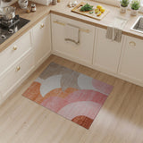 Modern Curved Abstract Area Rug in Pink Orange