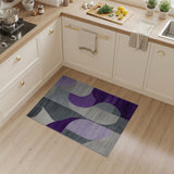 Purple Grey Abstract Geometric Geometric Modern Area Rug
