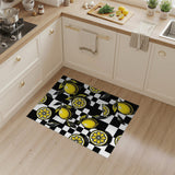 Lemon Yellow Checkered Washable Area Rug