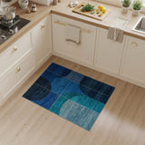 Blue and Teal Blue Teal Curved Geometric Area Rug