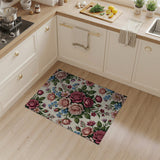 Blush Pink Rose Forget-Me-Not Floral Area Rug