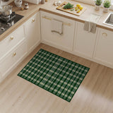 Rustic Farmhouse Classic Green Gingham Checkered Area Rug