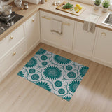 Teal Sunflower Vine Floral Area Rug