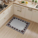 Intricate Red Floral Border Area Rug