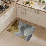Gold Metallic Wave Abstract Area Rug