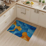 Swirling Blue Orange Abstract Wave Area Rug