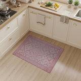 Blush Pink Persian Area Rug with Geometric Motifs